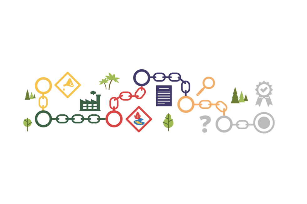 Illustration kunskapskedja över miljö, språk, kulturer och kontinenter.