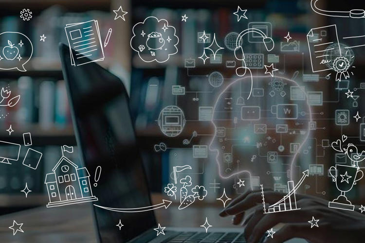 AI symboler runt dator