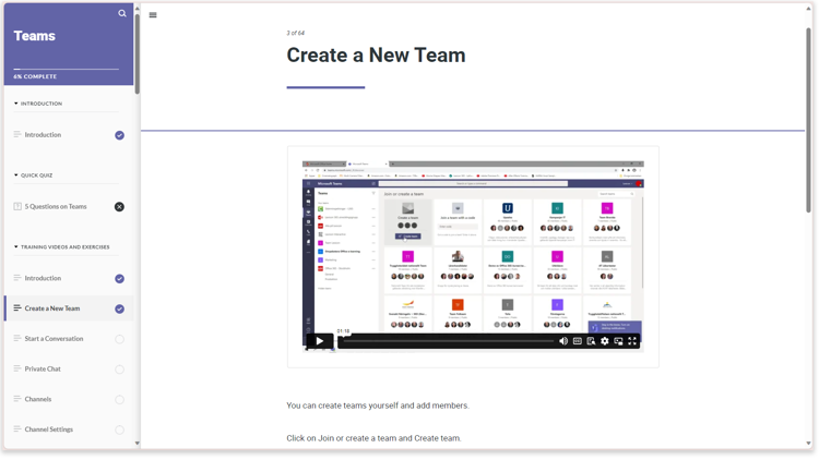 Screenshot from the Teams course