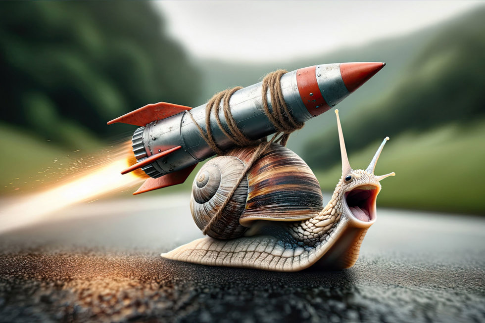 Snigel med raket på ryggen; Framtidens kompetensutveckling är snabbare, smartare och mer integrerad i vardagen. 