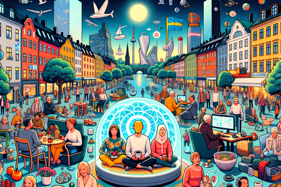 AI-genererad illustration: Svenskarna och internet 2024