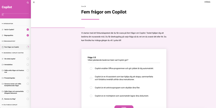 Skärmdump på kursen Copilot