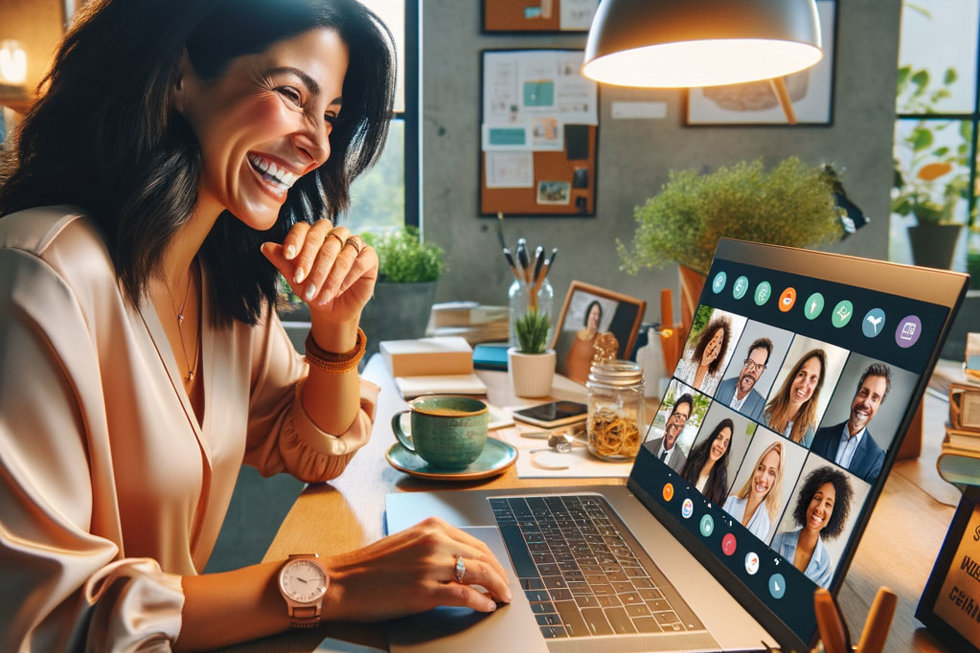 AI-genererad glad tjej som onboardar online