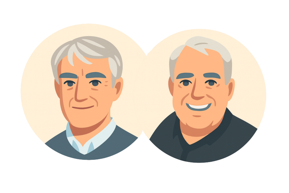 Teckning av Bob Mosher och Dr. Conrad Gottfredson, talare på Learning Conference 2025